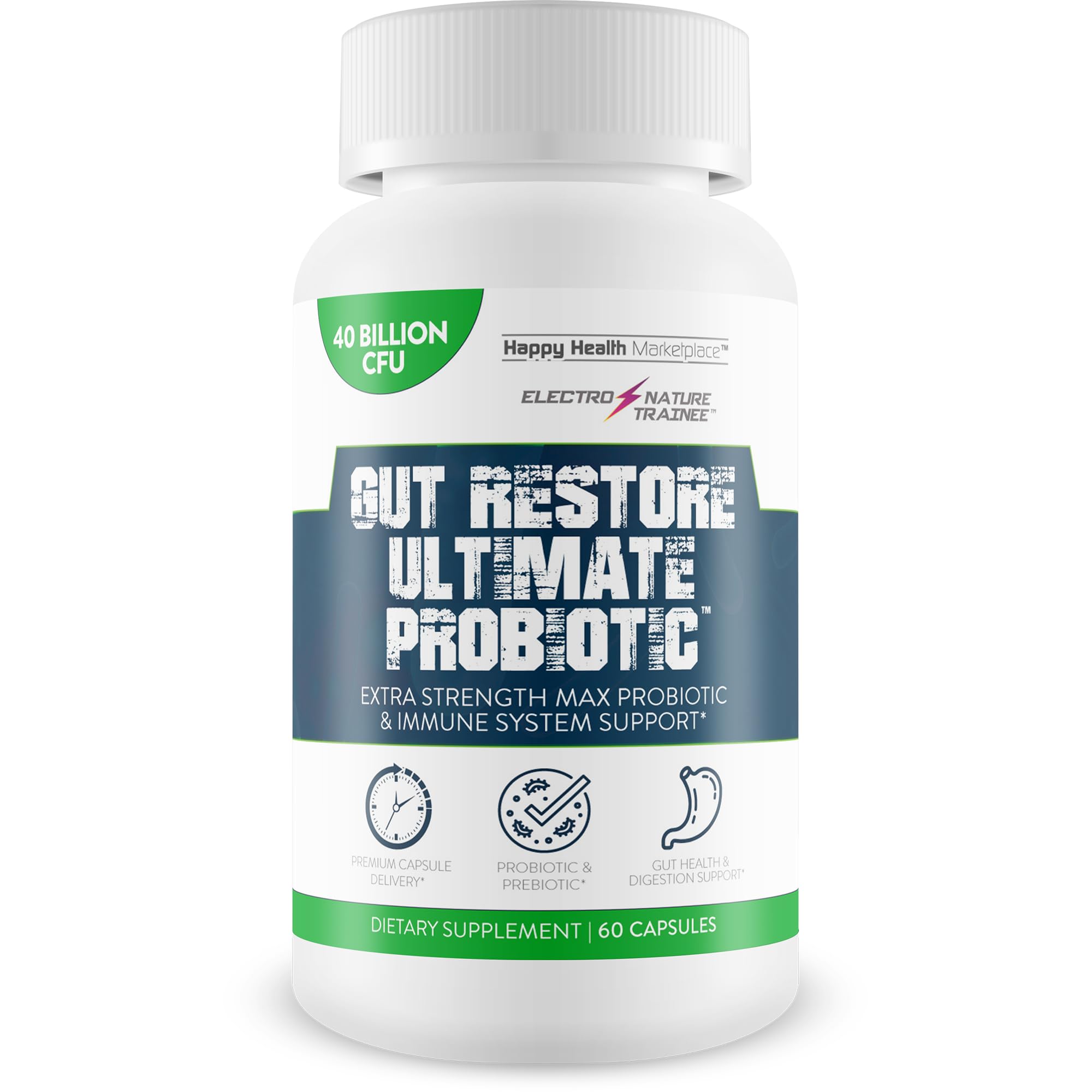 Gut Restore Ultimate Probiotic - Restore Your Health and Body Balance with Probiotics - Natural Immune Support - Balance Blood Health - Improved Energy - Improved Mood