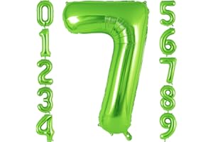 AIQINHU Green Number 7 Balloon 40 Inch, Big Large Foil Helium Number Balloons, Jumbo Giant Mylar Number 7 Balloons for 7 Year Old Birthday Party Decorations Supplies Anniversary Celebration