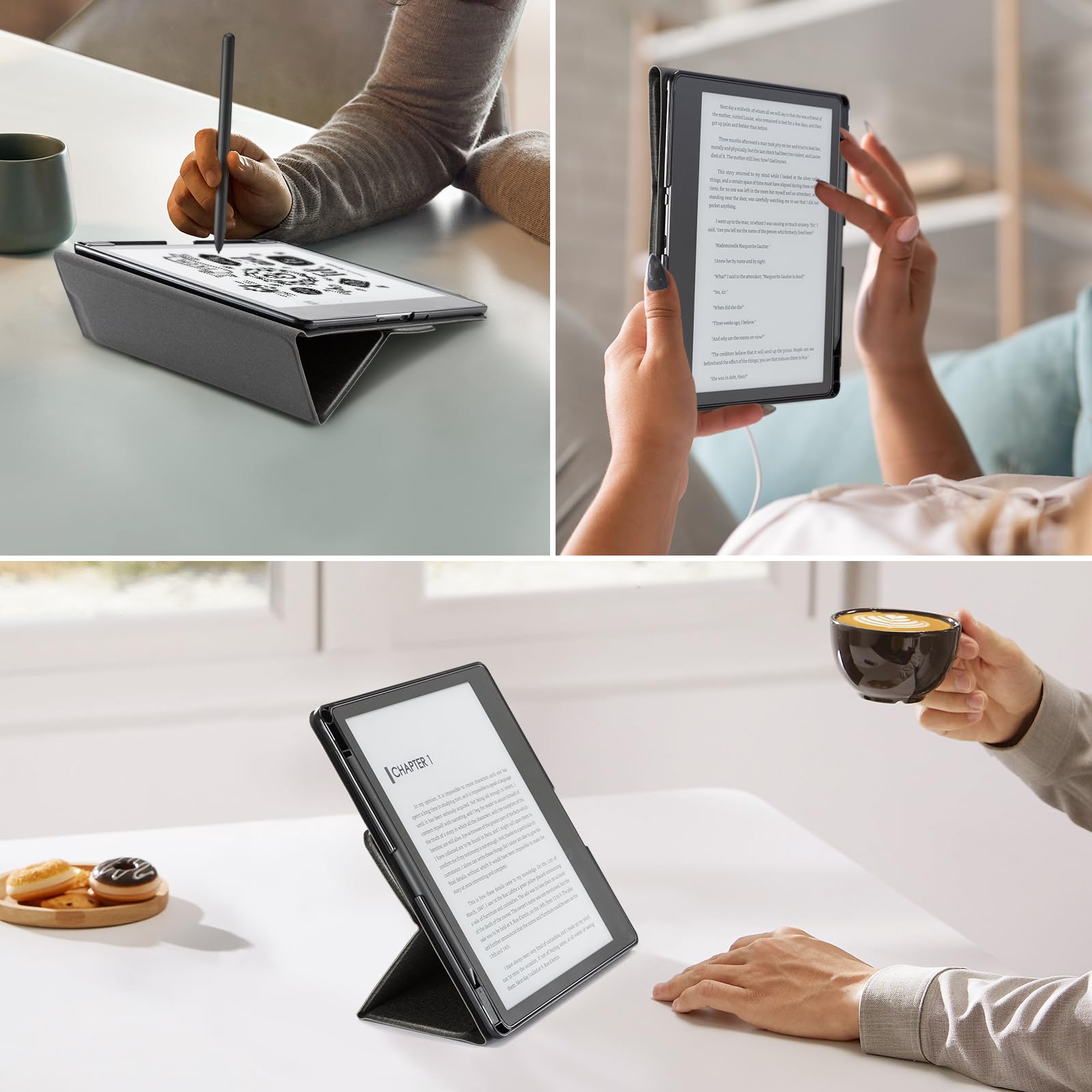 CoBak Stand Case for Kindle Scribe - Premium Folio Leather Cover with Pen Holder, Auto Sleep/Wake - Compatible with 10.2 Inch Kindle Scribe (2022/2024 Release)