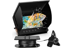HFWHOK Underwater Fishing Camera, 4.3 Inch LCD, Infrared Night Vision, Wide Angle IP68 Waterproof Portable Fish Camera for Ice, Lake, Boat & Kayak Fishing (Black)
