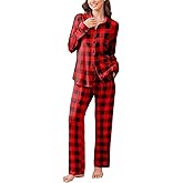 Ekouaer Womens Pajama Sets Button Down Pjs Sets Soft Long Sleeve Sleepwear Button Up Loungewear with Pockets, S-XXL