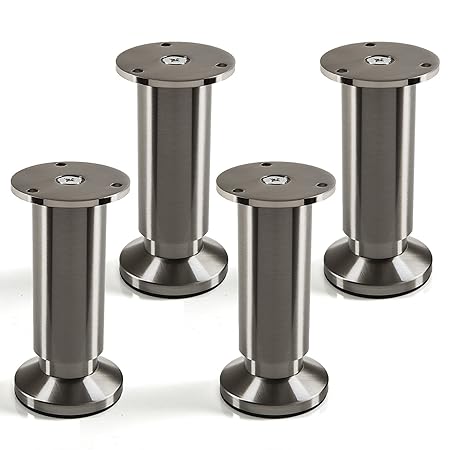 4er Set Möbelfüße verstellbar Tischbeine Edelstahloptik gebürstet, belastbar bis 250 Kg, Höhe: 120 mm von SO-TECH