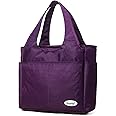 Scorlia Insulated Shoulder Bag, Extra Large Lunch Tote Handbag, Durable Reusable Cooler Ladies Lunch Box Bag with Side Pockets, Tall Drinks Holder for Women Men Work, Purple
