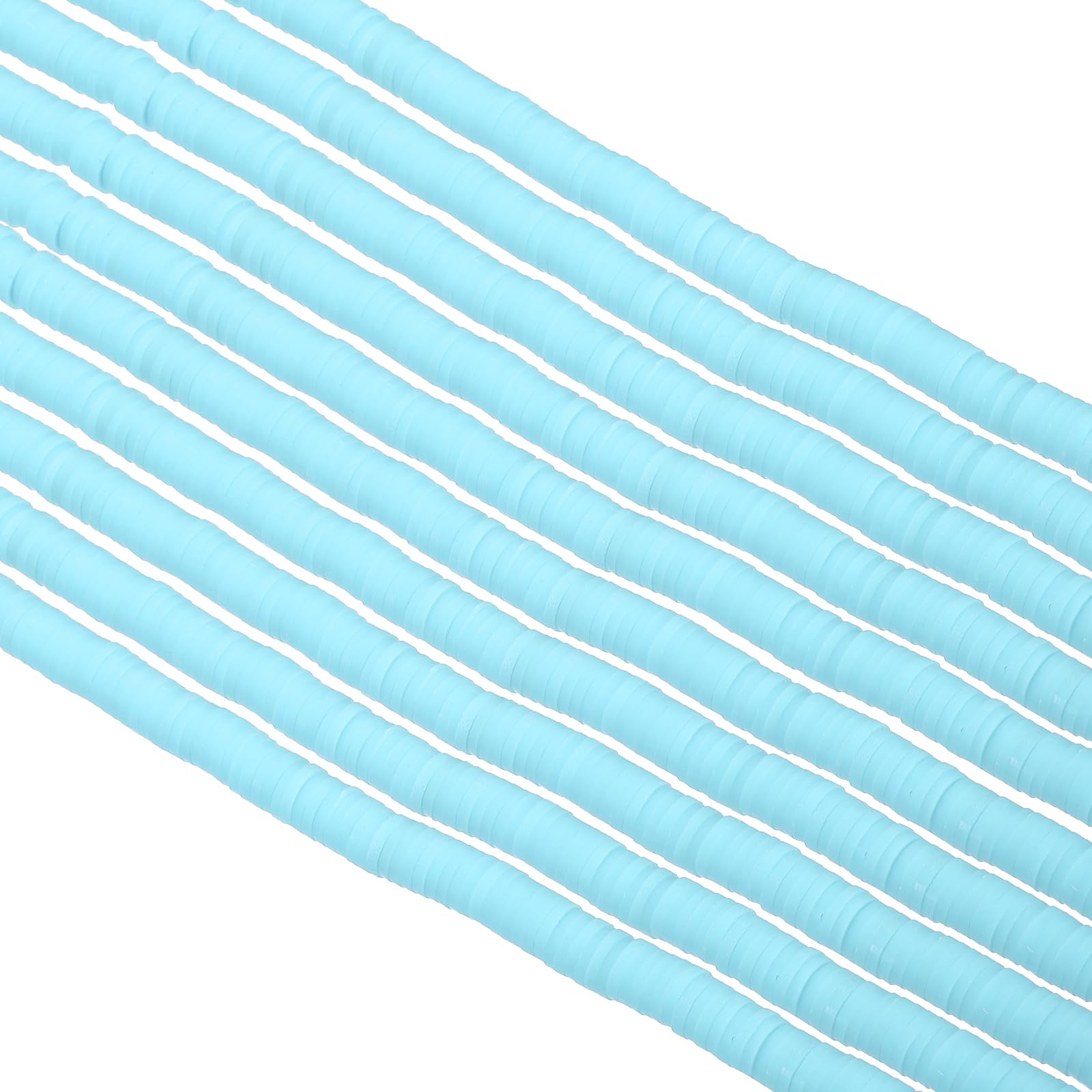 PATIKIL 6mm Polymer Clay Beads Spacer, 3500Pcs 10 Strands Round Flat Handmade Bead Spacer for Craft Home Decor Chain Bracelets Jewelry Making, Light Blue