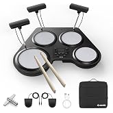 Donner Beat Go Electronic Drum Set Portable Electric Drum Kit for Beginners | Compact Table Drum with Training Lessons, Drumstick and Backpack, 180 Voices 30 Demo Songs 15 Drum Kits