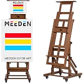 MEEDEN Extra-Large Art Painting Easel: Holds Canvas Up to 79" for Studio | Solid Beech Wood Artist Easel, Professional Heavy-Duty Easel for Adults, Movable H Frame Floor Easel for Painting, Walnut