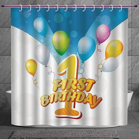 Stylish Shower Curtain 2 0 1st Birthday Decorations First Party