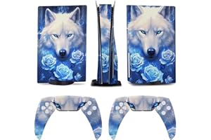 AoHanan Fantasy Wolf Roses 5 Skin Controller Accessories Cover Skins Anime Vinyl Cover Sticker Full Set for 5 Disc Edition