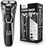 Electric Razor for Men Cordless: Wet/Dry Rotary Shaver Waterproof - USB Fast Charging & Sensitive Skin Care - Pop up Trimmer & Precision Blades Upgraded Elegant Black