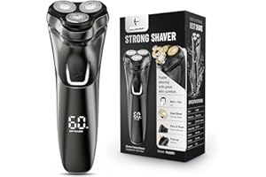 Electric Razor for Men Cordless: Wet/Dry Rotary Shaver Waterproof – USB Fast Charging & Sensitive Skin Care – Pop up Trimmer & Precision Blades Black