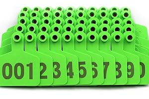 LIVESTOCKTOOL.COM MUDUOBAN Pig Ear Tags Green Medium Plastic Livestock Ear Tags for Hog Swine Sow Ear Tags with Number 001-100 (Cattle, Green)