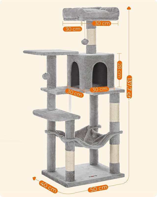 Arbre à Chat, Hauteur 143 cm, Taille M, Multi-Niveaux