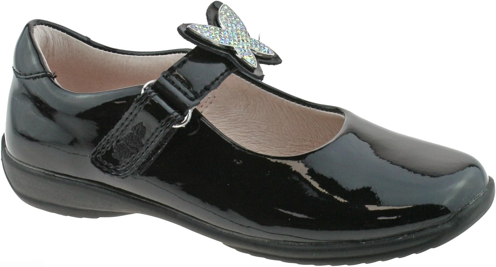 LK8305 F Width Angel Changeable Straps Shoes In Black Patent