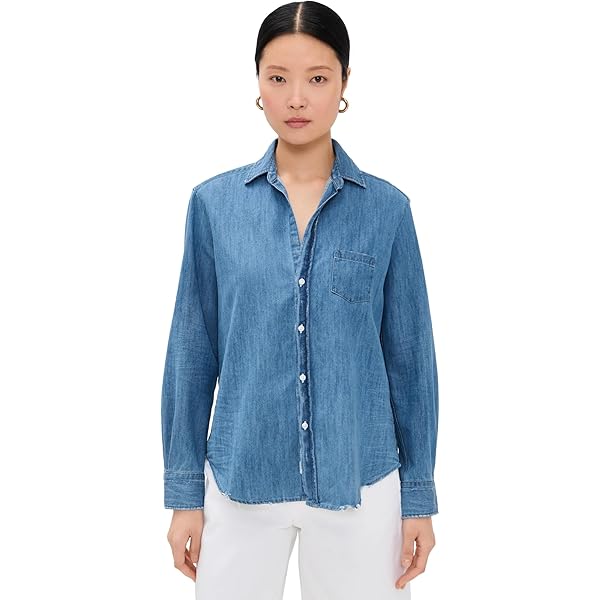 【ASKKNY】OVERSIZED DENIM SHIRT ASKK NY Women's Oversized Denim Shirt, Palm Canyon, Blue, XS