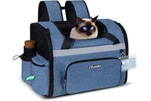 Petskd Pet Backpack Carrier 17x12x8.5 JetBlue Allegiant Spirit Airline Approved for 1-12 LBS Small Cats and Dogs(Blue)