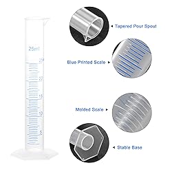 uxcell Plastic Graduated Cylinder, 25ml Measuring