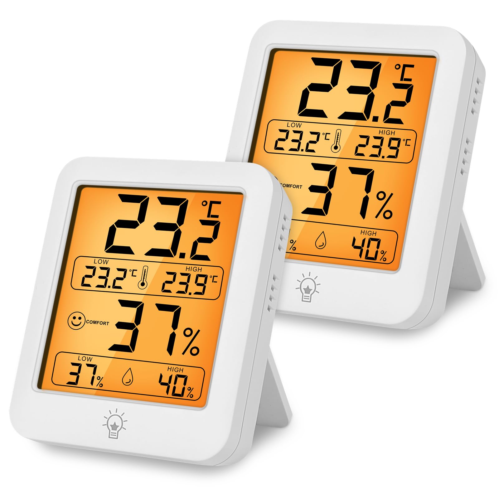 HOTUT 2 Pack Digital Room Thermometer Indoor Hygrometer, Digital Hygrometer with Max and Min Records for Temperature and Humidity, Temperature and Humidity Monitor for Home, Bedroom, Baby Room, Office
