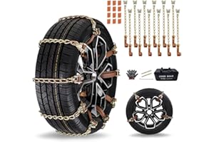 12 Pack Tire Snow Chains, Lypumso Emergency Cable Tire Chains, Anti-Skid Security Traction Device for Passenger Cars, SUVs, P