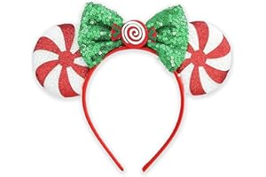 KICOFIT Mouse Ears Headbands Women Mice Ears Headhand Bows Shiny Glitter Birthday Party Themed Events (Candy)