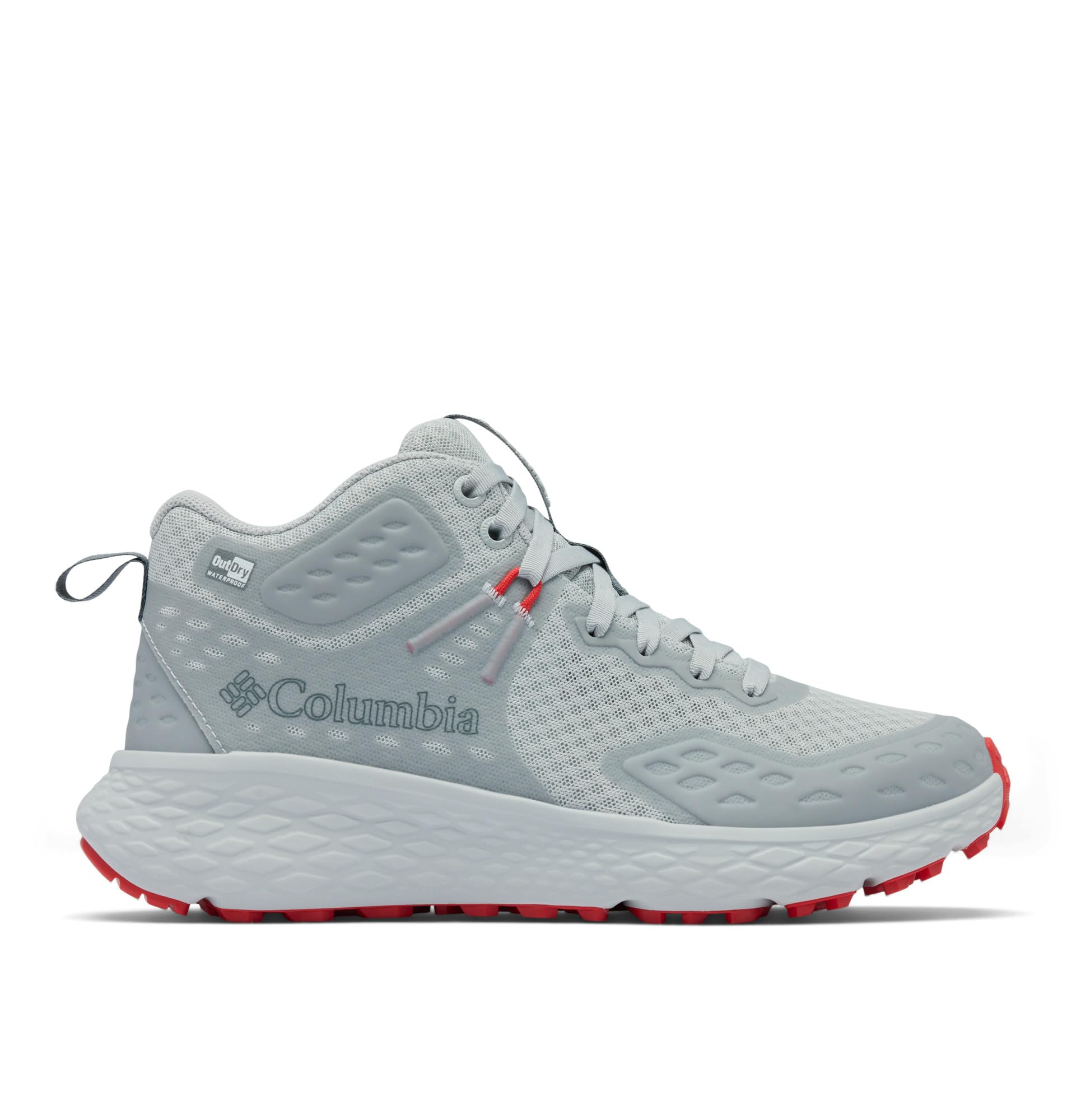 Columbia Women’s Konos TRS Outdry Mid Waterproof Shoe, Grey Ice/Poppy Red, 11
