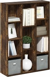 Furinno LUDER 11-Cube Book Shelf Reversible Amber Pine 23.9D x 73.9W x 105.9H cm