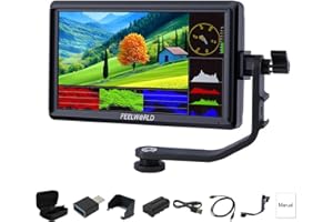 FEELWORLD S55 V3 6-Inch Camera DSLR Field Monitor with F550 Battry 2200mAh and Case, 1920x1080P Small Full HD IPS Display, 4K HDMI in/Out 3D LUT Video Waveform Peaking Focus Assist Zebra False Color