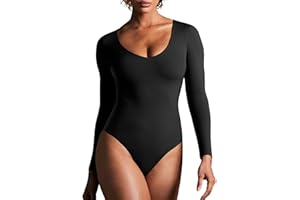 IUGA Bodysuits for Women Tummy Control Body Suits for Womens Compression Slimming Thong Bodysuit V Neck