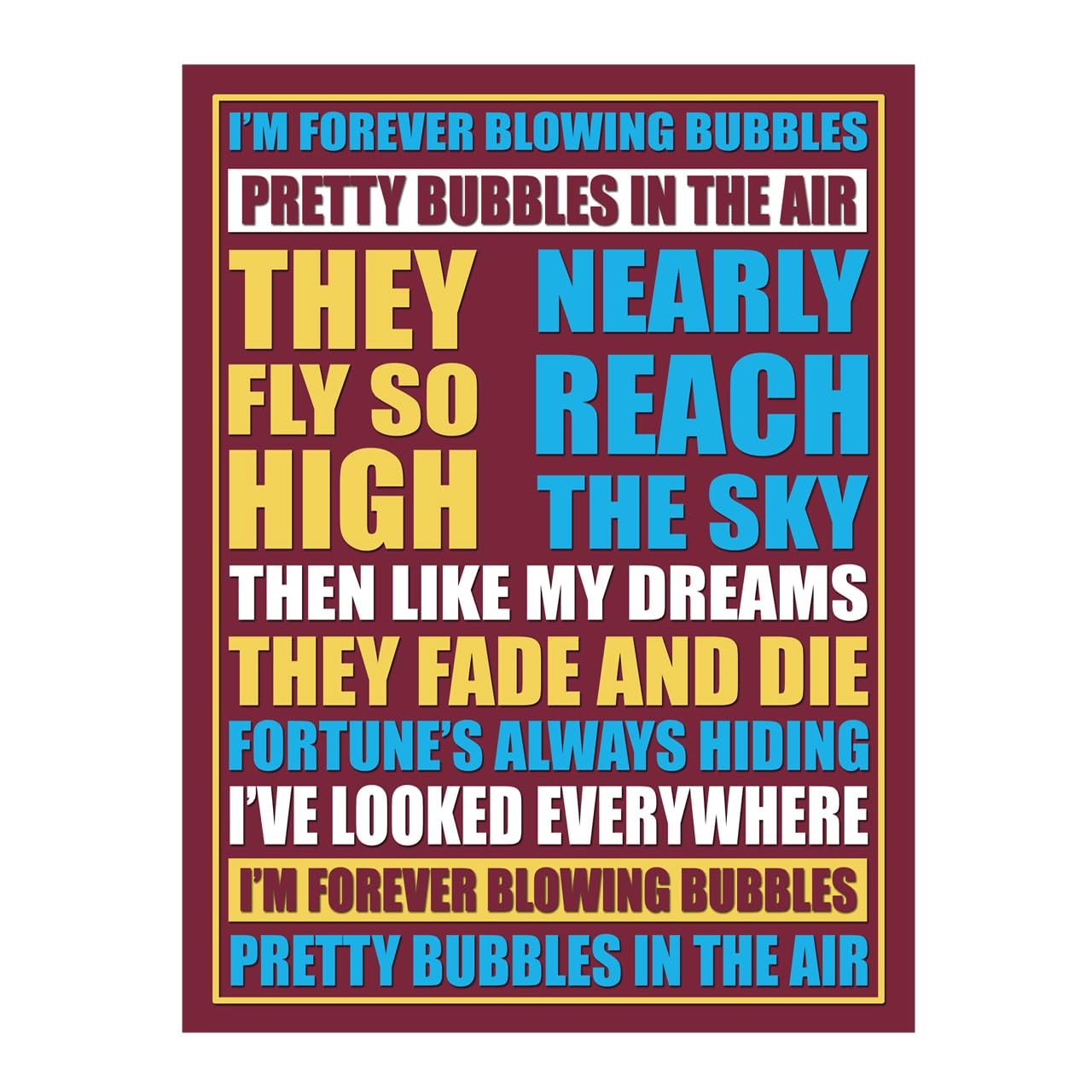 West Ham Metal Sign Plaque Print Poster Compatible With West Ham Forever Blowing Bubbles Song Lyrics Fan Chant Football Gift Dad Man Cave Shed Home Bar Garage Ref7054 (10x8 inches (Approx) 25cmx20cm)