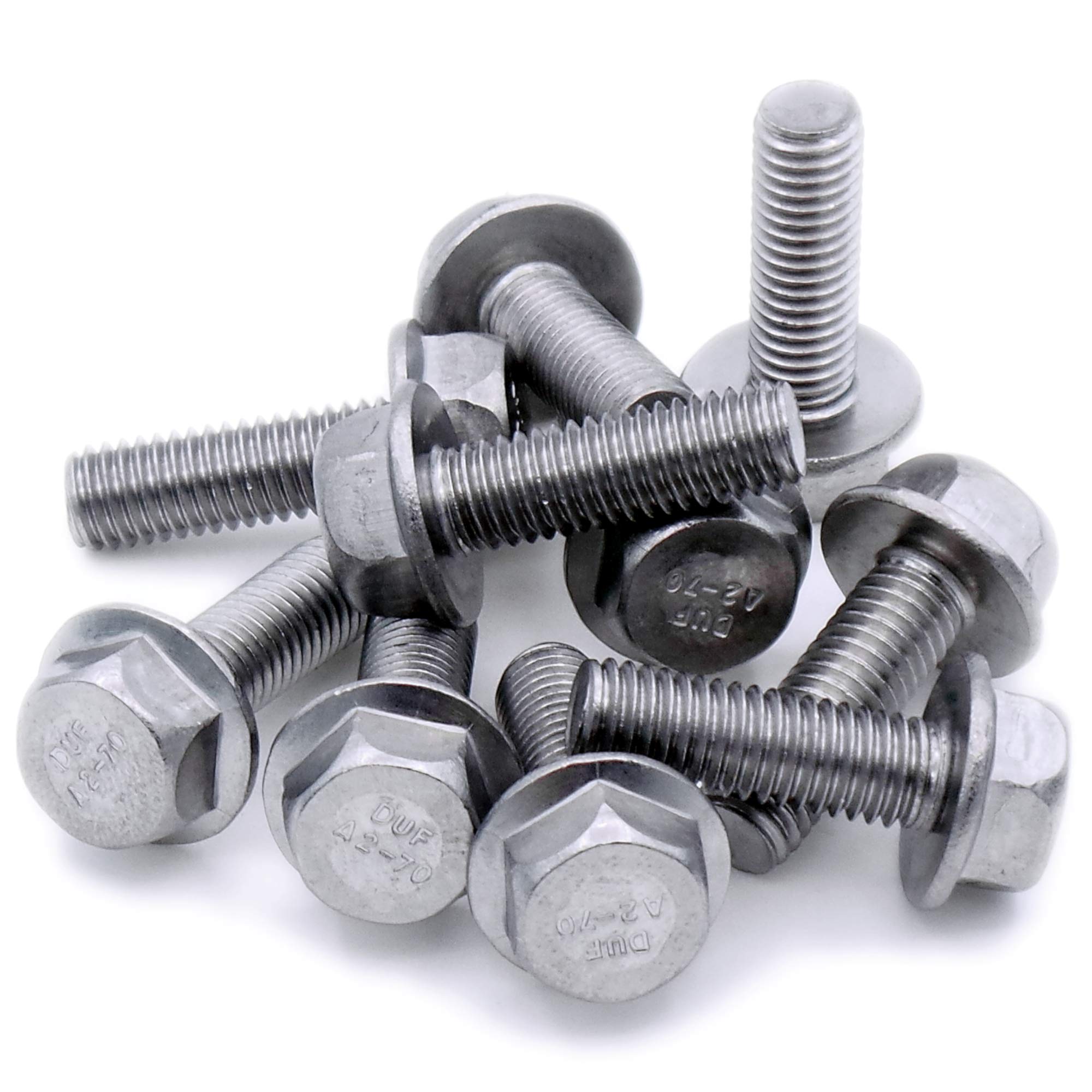 M5 (5mm x 20mm) Flanged Hex Bolt (Fully Threaded Setscrew) - Stainless Steel (A2) (Pack of 10)
