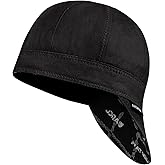 ARCCAPTAIN Reversible Welding Cap, 8 Panel Protective Welders Cap, 10 oz Fireproof Cotton Comforts for Safety and Protection While Welding to Men Women, Black, 7 1/4