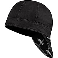 BOCOMAL Welding Cap - Flame Resistant 10oz Cotton Canvas, 6-Panel Design, Black, Size 7 1/2