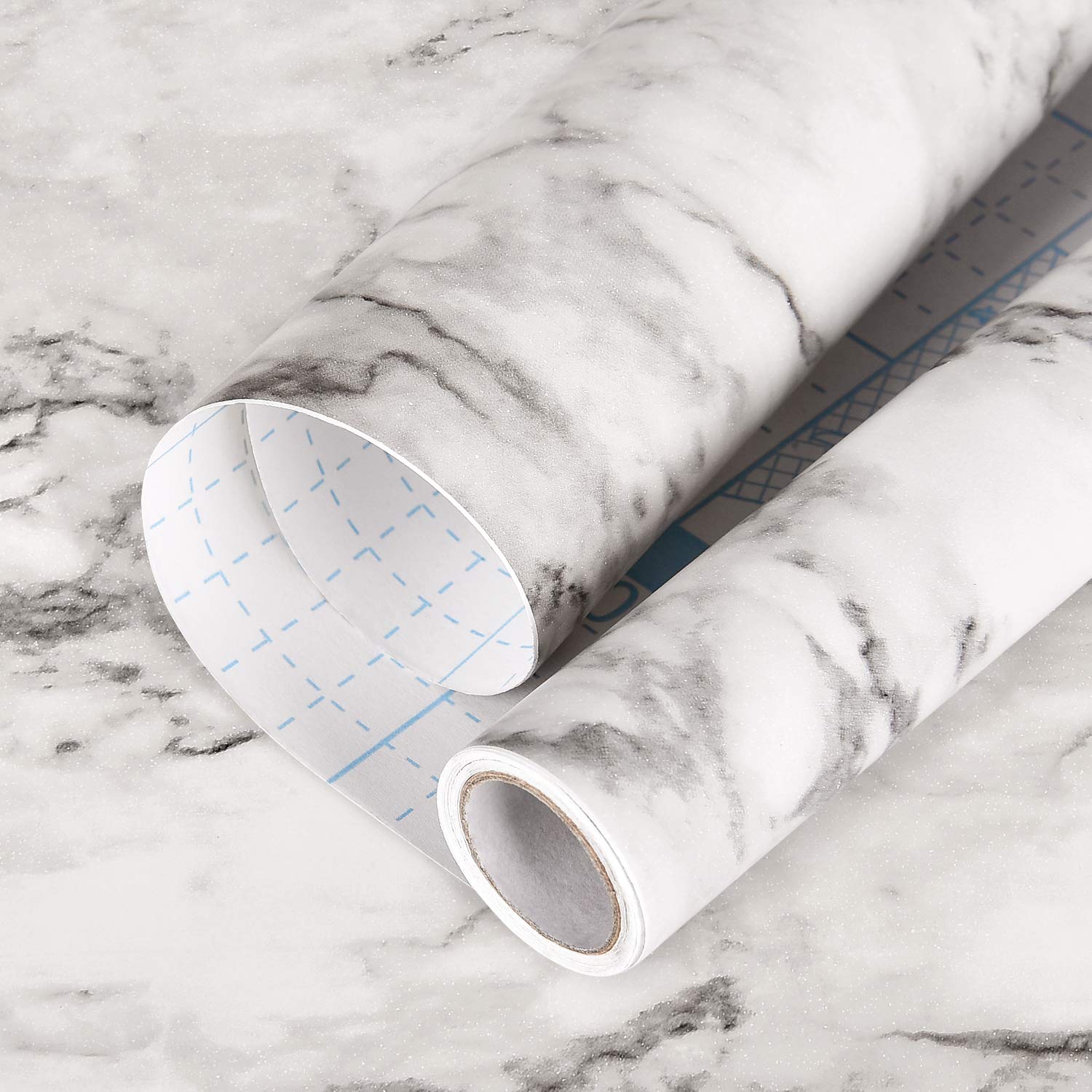 Mecpar Marble Wallpaper, 17.7 in x 32.8Ft Marble Contact Paper Peel and Stick Wallpaper Grey White Marble Wallpaper Self Adhesive Removable Wallpaper for Furniture Cabinets Countertop Kitchen