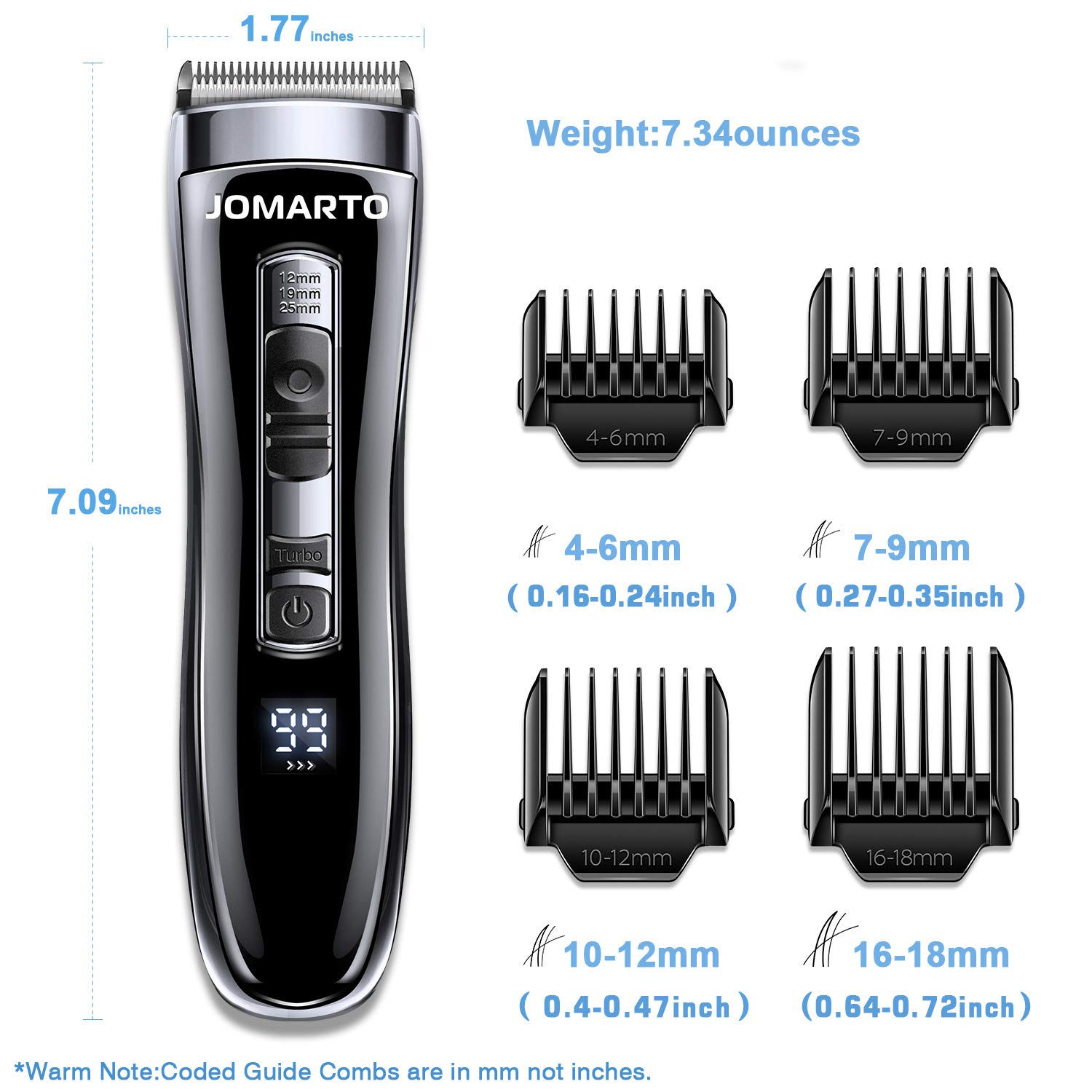 Hair Clippers Home Barber Gift Kit, JOMARTO Cordless Electric Clipper, Hair Trimmer with Cutting Combs, Adjustable Frequency, USB Rechargeable, LCD Display, Support Fast Charge for Professional Style: Beauty