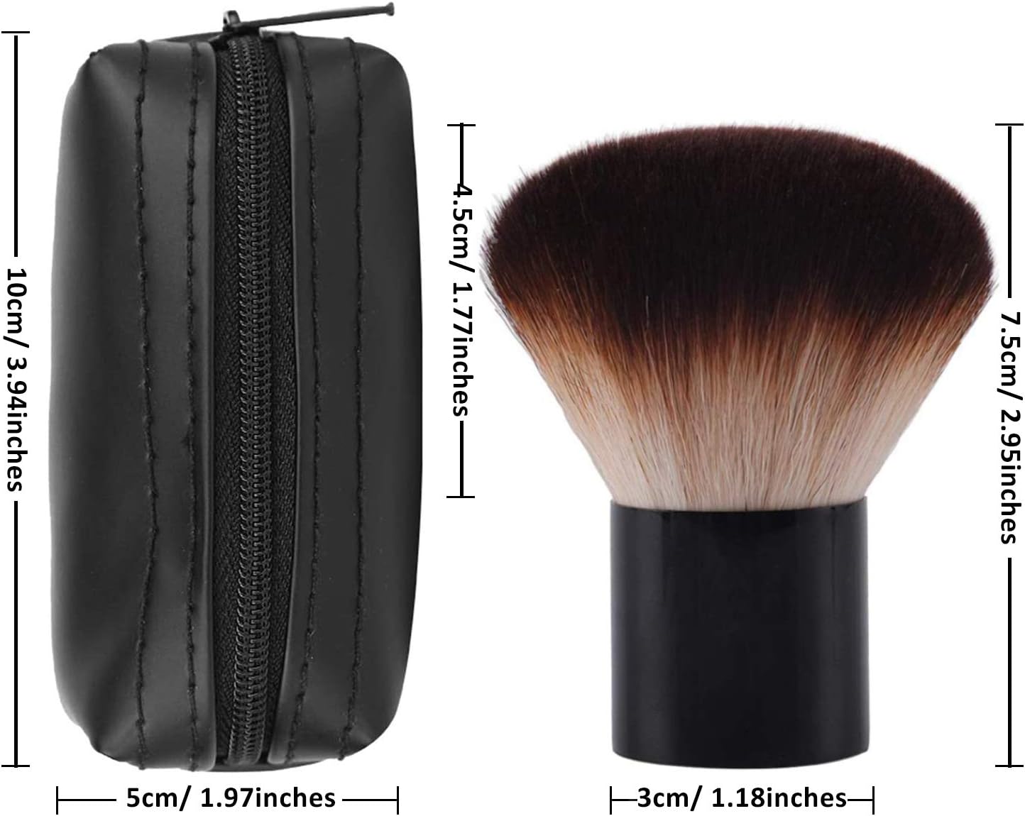 Kabuki Face Brush Professional Mushroom Shaped Soft Foundation and Powder Makeup Brush with Black Travel Bag for Mineral Blending Blush Buffing or Nail Arts Dust Clean - Image 3