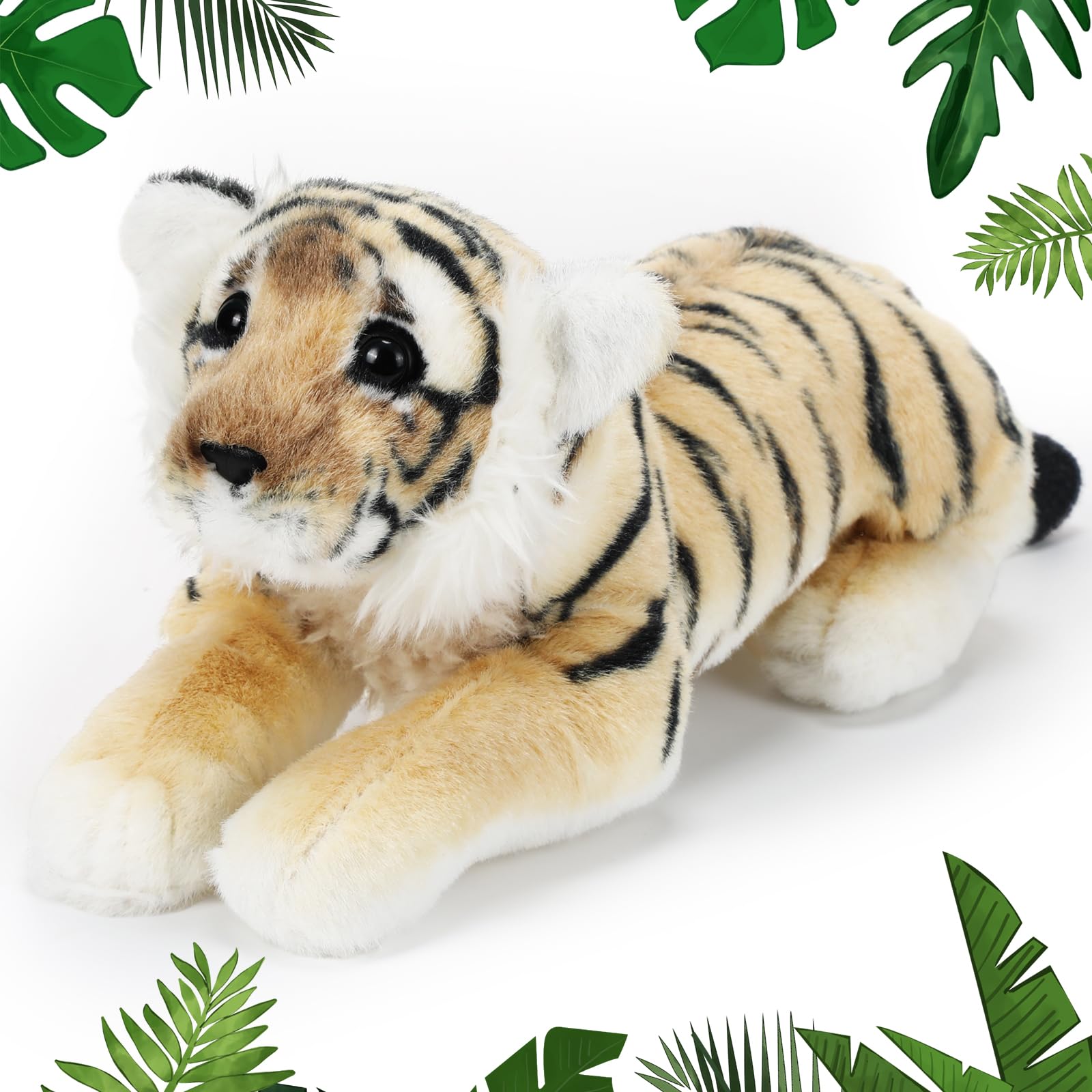 Photo 1 of RoundFunny 15 Inch Stuffed Animal Stuffed Tiger Leopard Lion Plush Toys Realistic Plush Gifts Wild Animal Toys Jungle Animals for Boys Girls Birthday Parties Gift(Tiger)
