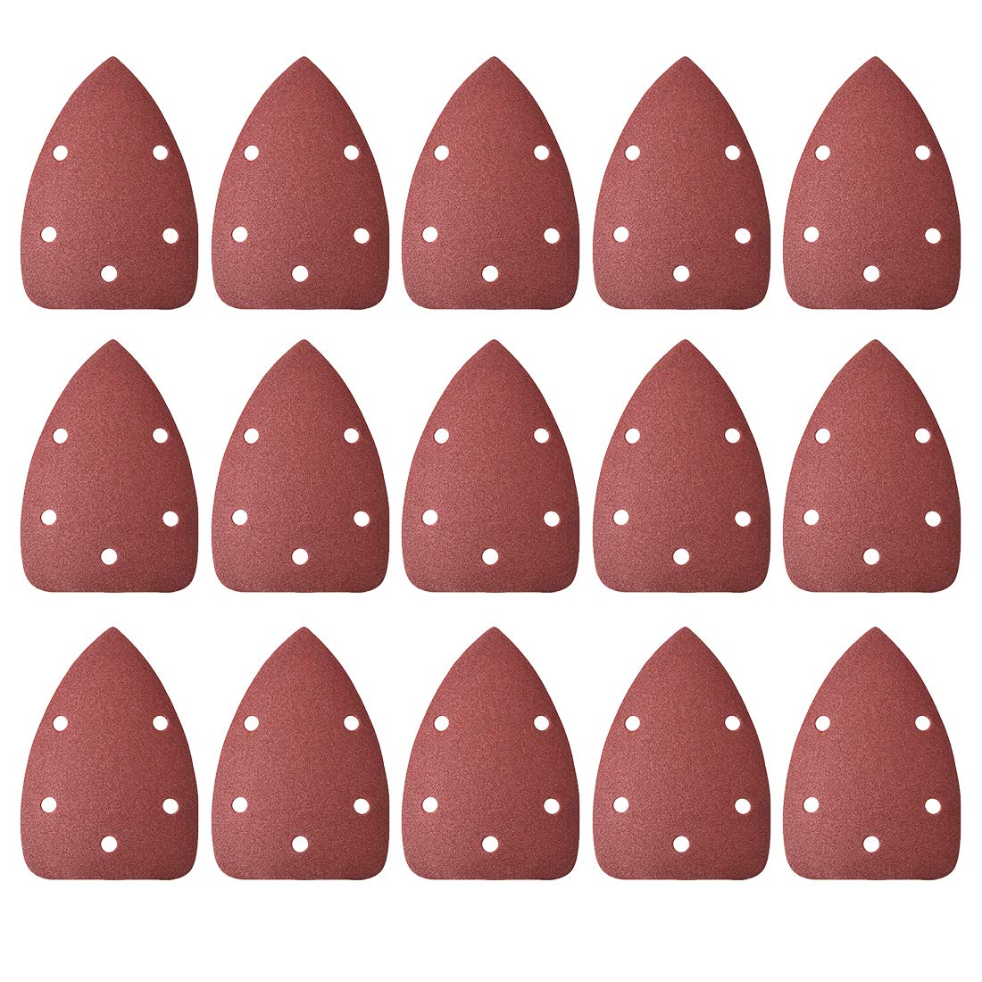 sourcing map Detail Sander Sandpaper, Triangular Sanding Paper, Hook and Loop Sanding Pads, Triangle Oscillating Multi Tool, 120 Grits 5 Holes, 15pcs