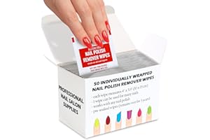 NINJA QUEST Nail Polish Remover Pads - 100% Non-Acetone - 50 Pack Bulk Set - Individually Wrapped - Quick Nail Polish Remover Wipes - Fingernail Travel Kit to Clear Nail Polish for Home & Professional Removal