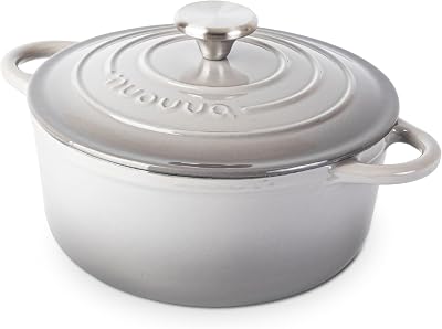 Nuovva Enamelled Cast Iron Dutch Oven 3.1 Qt 22cm Grey with Lid