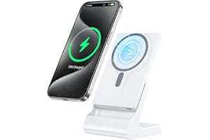 KNILD Magnetic Wireless Charger for iPhone: Portable Power Bank 5000mAh - Detachable Mag-Safe Battery Pack Compatible with iPhone 15 14 13 12 Pro Max Pro Plus Mini, with Fast Charging Stand & USB-C Cable