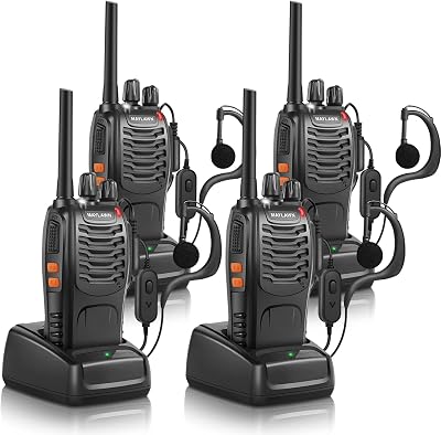 Maylawn Pack of 4 Long Range Walkie Talkies PMR446 16CH VOX Rechargeable