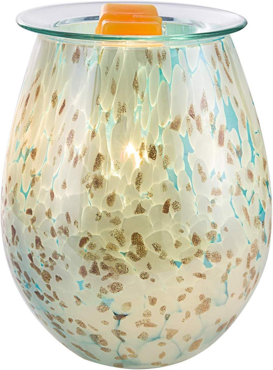 SUNPIN Ceramic Candle Wax Warmer, Sunflower Pattern Wax Burner,Ideal Gift for Spa and Aromatherapy. (Light Blue)