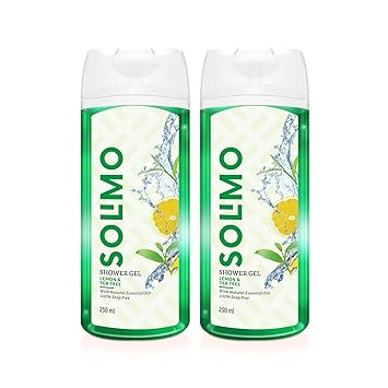 Amazon Brand - Solimo Shower Gel, Lemon & Tea Tree - 250 ml (Pack of 2)