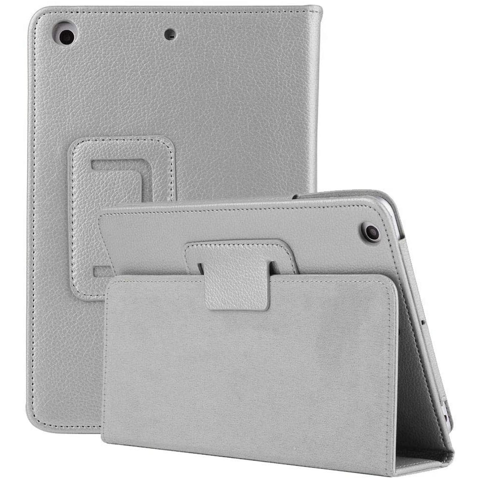 Leather Flip Stand Folio Case Plain Cover for Apple iPad Air 1st generation A1474 A1475 A1476 (Silver)