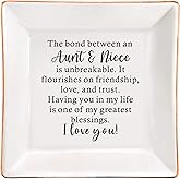 XJF Aunt & Niece Ceramic Jewelry Trinket Dish - Auntie Gifts for Aunts Birthday, Mothers Day, Christmas