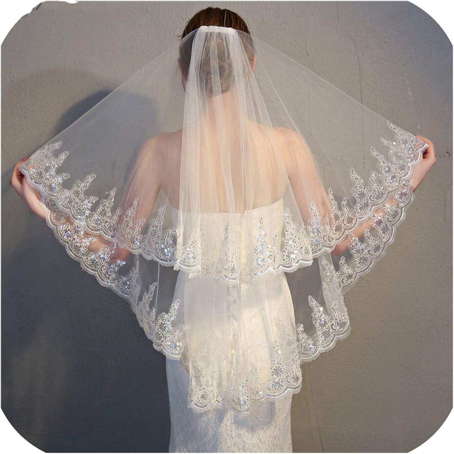 Two Layers White Ivory Wedding Veil Bridal Veil Short Tulle Veils Wedding Accessories at Amazon