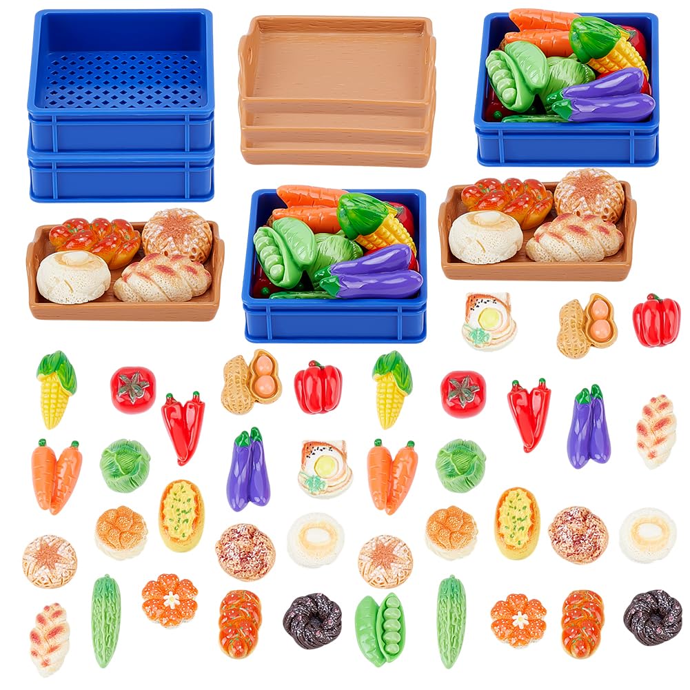 CRAFTYMELODY 126Pcs Mini Resin Miniature Vegetable Food for Dollhouse 22 Styles Figurines Micro Landscaping Decoration for DIY Art Crafts Party Table Garden Home Figurines Accessories