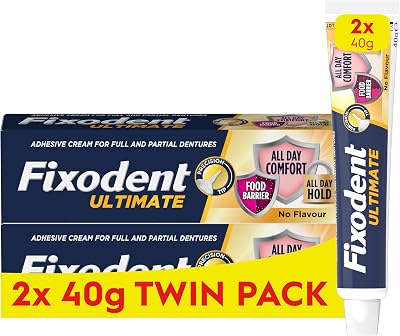 Fixodent Ultimate Denture Adhesive Flavour Free Twin Pack 2 x 40 g