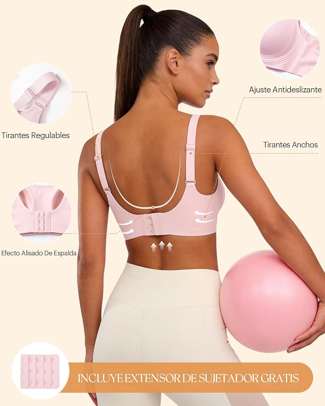 Invisible Sujetador Mujer Diario Seamless Sujetador Soft Sujetador Yoga Rosa M