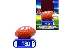 LEXiBOOK, American Football - Night Light Alarm Clock, Sounds and Melodies, Backlit LCD Screen, Luminescent, Snooze, Orange/Blue, RL800SO