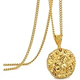 Speroto Zodiac Necklace for Men Women, Stainless Steel 12 Constellation Mens Necklace, Horoscope Astrology Embossed Zodiac Pendant Necklace, Ideal Gifts for Men Women Teens